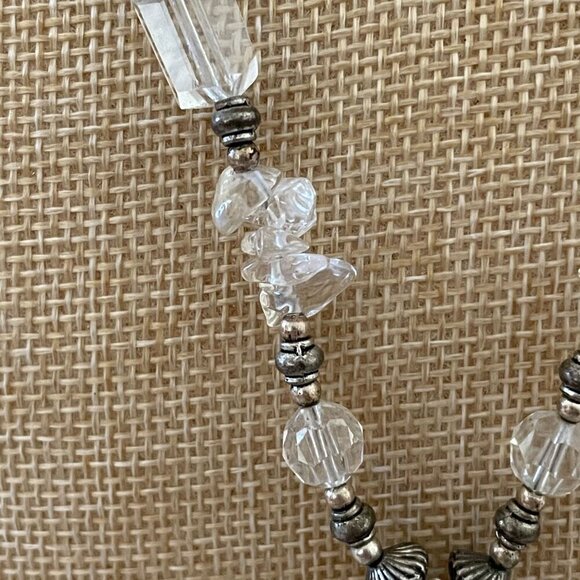 Genuine Rock Crystal Arrowhead Pendant Beaded Necklace Toggle Clasp 18" Length - Picture 5 of 6